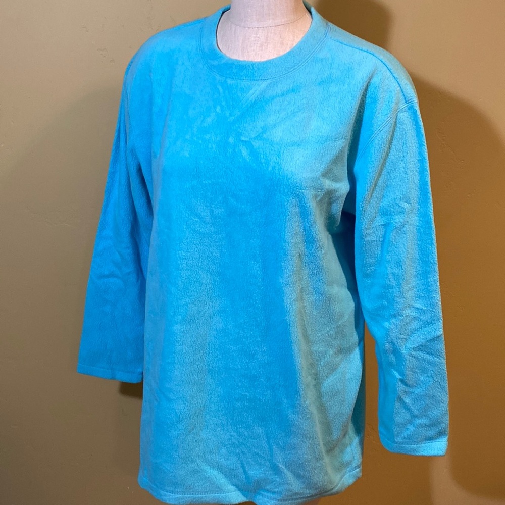 NWOT! Hanna Andersson Women’s L Tiffany Blue Turquoise Fleece Pullover Crew Neck